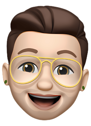 A cartoonish 3D render of Rémi, with a big smile. From Apple's Memoji.